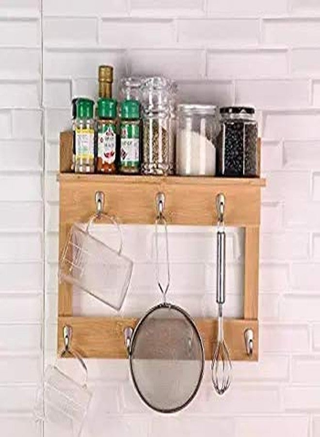 VM DECOR Coffee Mug Rack with Storage // Kitchen Storage with 7 hooksmade by sheesham Wood Brown (7 Mugs) - Image 2